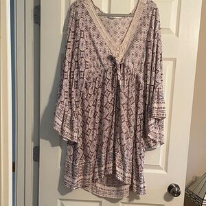 Nostalgia Cream and Purple Maxi Dress